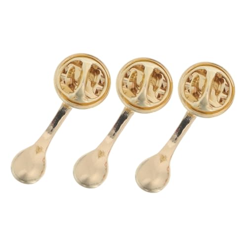 CALLARON 3stücke Handgemachte Metall Broschennadel Mit Kaffeelöffel Design Für Damen Herren Schalnadel Anstecknadel Pins Für Jacken Rucksäcke von CALLARON