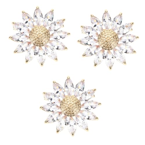 CALLARON 3 Stück Kristallblumen Brosche Damen Anstecknadel Langlebige Daisy Blumen Brosche Gold Weiß Modisches Accessoire für Jacken Schals Kleider für Alltag und Festtage von CALLARON
