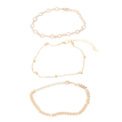 CALLARON 3 Stück Modische Fußkettchen mit Design und Funkelnden Strasssteinen Verstellbare Damen Fußketten aus Legiertem Material für Alltag Strand und Party Vielseitiges Schmuckaccessoire von CALLARON