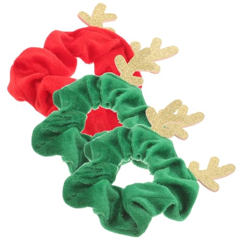 CALLARON 3 Stück Pack Weihnachts Elch Haargummis Haarbänder Zufälligen Farben Niedliche Haaraccessoires für Damen Elastische Haargummis für Ponytails und Festlichkeiten Zufällige Farbe von CALLARON