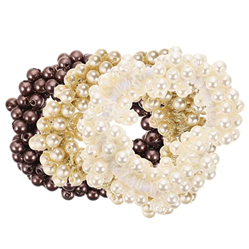 CALLARON 3stücke Perle Haar Ringe Elastisch Perlen Haar Krawatten Frauen Pferdeschwanz Inhaber von CALLARON