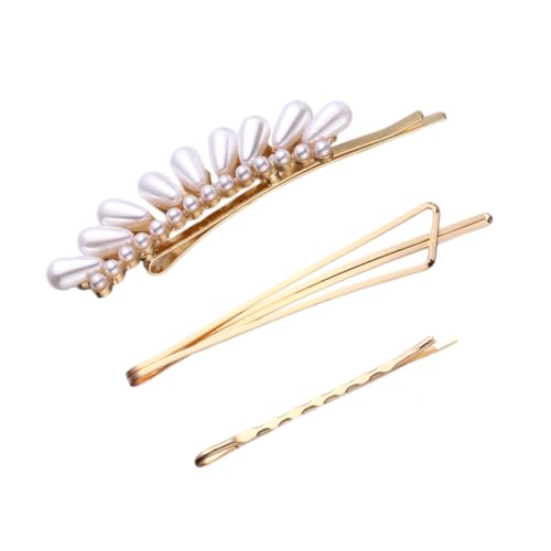CALLARON 3 Stück Perlenkopfschmuck Clip Hochzeit glänzend Zubehör Barrettes Clips Edelsteine Eleganter Kopfschmuck Frauen Kopfbedeckung Bobby Pins Perlenspange Haarklammern von CALLARON