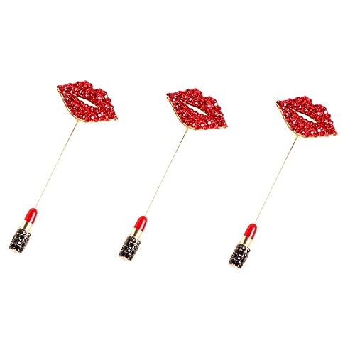 CALLARON 3 Stück Rhinestone Lippen Brosche für Frauen Metall Anstecknadel für Kleidung Hüte Taschen Stilvolle Lippen Pin für Alltags und Festtagsmode von CALLARON