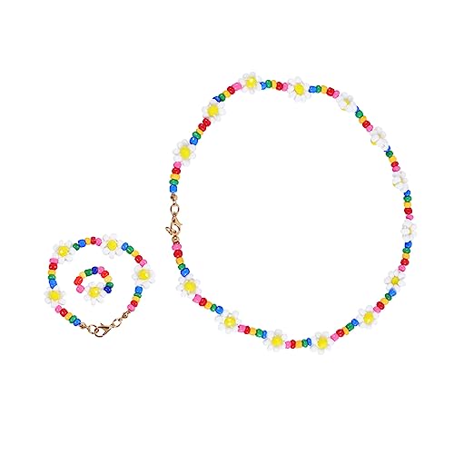 CALLARON 3 Stück Schmuckset Teilig Armband Halskette Ring mit Blumenanhänger Kreativ für Mädchen Geburtstag Party Fotografie Kostüm Geeignet von CALLARON