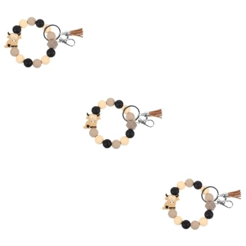 CALLARON 3 Stück Silikon Perlen Schlüsselanhänger Armband mit Quaste Elastisches Handgelenkband für Handtasche Rucksack Schlüssel Perfektes für Damen von CALLARON