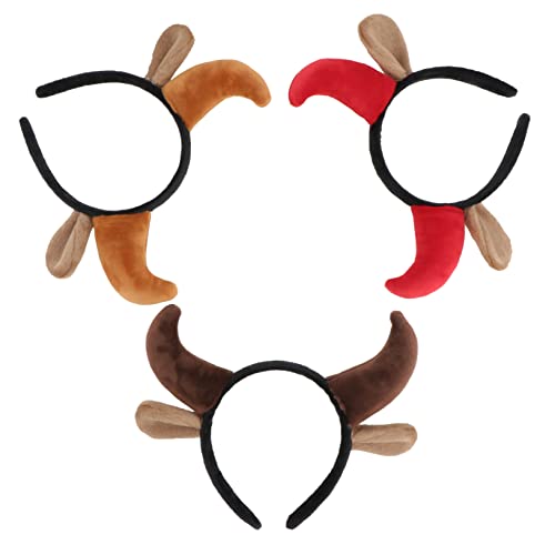 CALLARON 3stücke Teiliges Lustiger Horn-haarreifen Für Partys Bunte Kuhhorn-accessoires Für Halloween Und Auffällige Kopfbedeckung Für Erwachsene von CALLARON