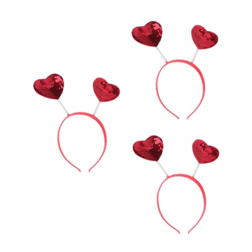 CALLARON 3 Stück Teiliges Herzförmiges Haarschmuck für Valentinstag Dekoratives Haarband mit Pailletten für Partys und Feiern Leicht und Bequem für Fotos und Besondere Anlässe von CALLARON