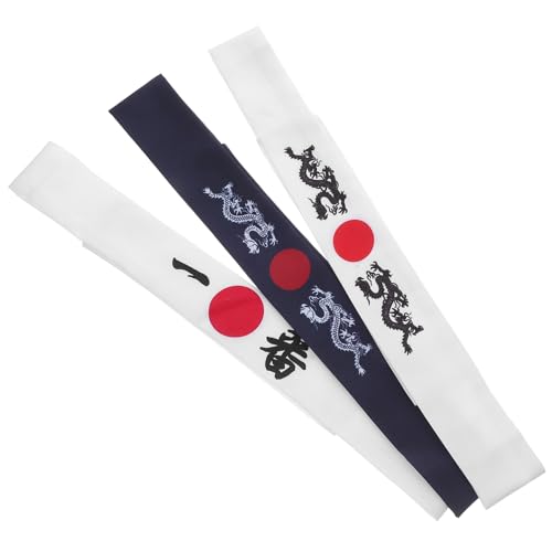 CALLARON 3stücke Japanisches Stirnband Aus Polyester Für Sport Kochen Karate Cosplay Waschbar Wiederverwendbar von CALLARON