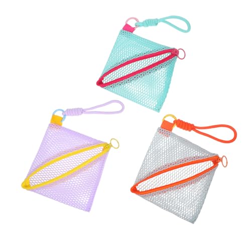 CALLARON 3 Stück Teiliges Mini Mesh Münztaschen Tragbare Kosmetiktaschen mit Reißverschluss Kompakte Reise Organizer für Lippenstift Kopfhörer und Kleingeld Leicht und Platzsparend für von CALLARON