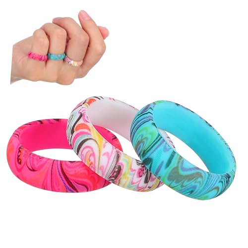 CALLARON 3 Stück Teiliges Set Bohemian Stil Silikon Eheringe für Frauen Hochzeitsringe Vielseitig und Stylisch für Jede Gelegenheit von CALLARON