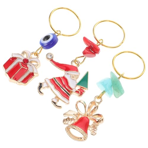 CALLARON 3 Stück Teiliges Weihnachts Dreadlock Zubehör Haarringe mit Santa Glocken und Geschenkbox Robustem Legierungs Emailleschmuck für Festliche Anlässe und Kreative Bastelideen von CALLARON