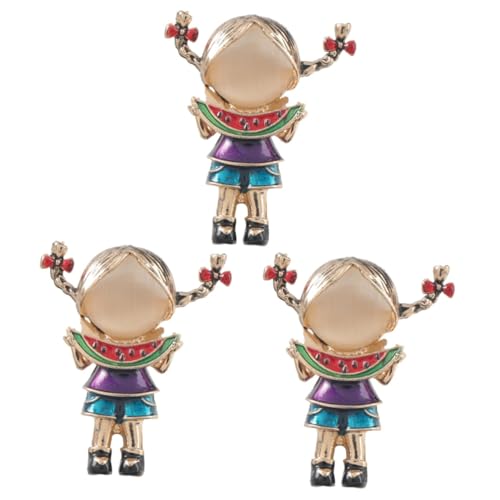 CALLARON 3 Stück Wassermelonen Mädchen Brosche Süße Cartoon Anstecknadel Legierung für Kleidung Taschen Hüte und Rucksäcke Langlebig und Praktisch für von CALLARON