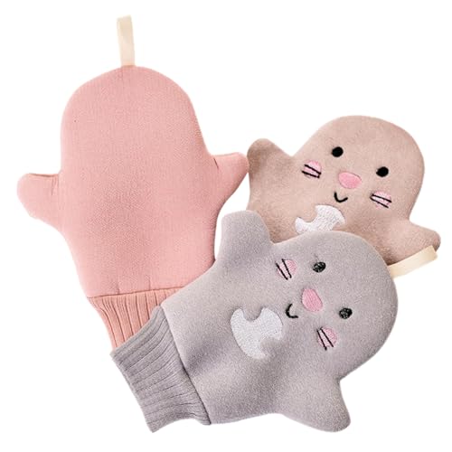 CALLARON 3 Stück badetuch handschuhe sauber Erwachsene Stoff Reinigung Kreativ Körperwäscher-Handschuh Peeling-Körperpeeling entzückende Badehandschuhe Viskosefaser Zufällige Farbe von CALLARON