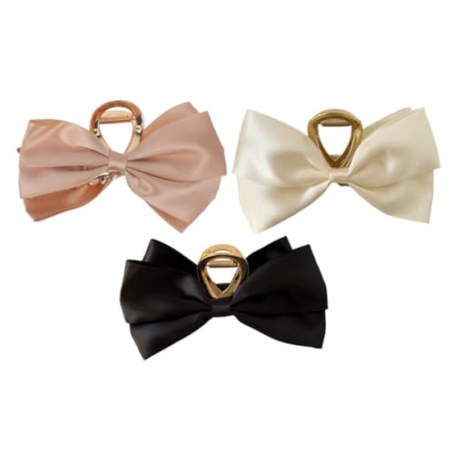 CALLARON 3stücke Schleifenklammer Haarklammern Für Frauen Große Haarklammer Lange Haarspange Aus Satin Und Eisenmaterial Für Dünnes Haar Einfach Zu Verwenden Barrette Mit Bogen-knoten von CALLARON