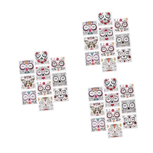 CALLARON 30 Blatt Halloween Schädel Gesichtstattoos Temporäre Aufkleber Spukiges Design für Party Festival Kostüm Dekoration Geeignet für Erwachsene CALLARON 30 Blatt Halloween Schädel Gesichtstattoos Temporäre Aufkleber Spukiges Design für Party Festival Kostüm Dekoration Geeignet für Erwachsene von CALLARON