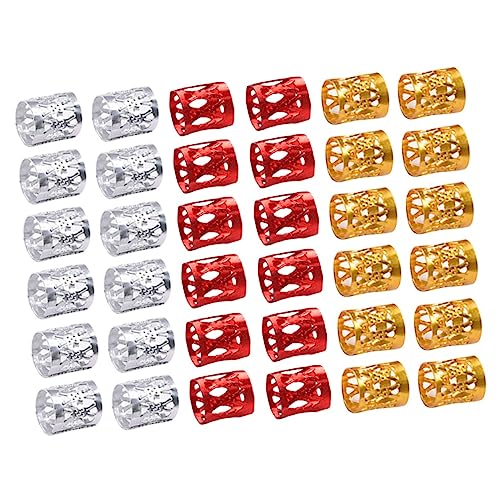 CALLARON 300stücke Aluminium Haarschmuck Filigrane Röhre Dreadlocks Ring Haarflechtringe Haarmanschetten Für Flechtarbeiten Silber Rot Gold von CALLARON