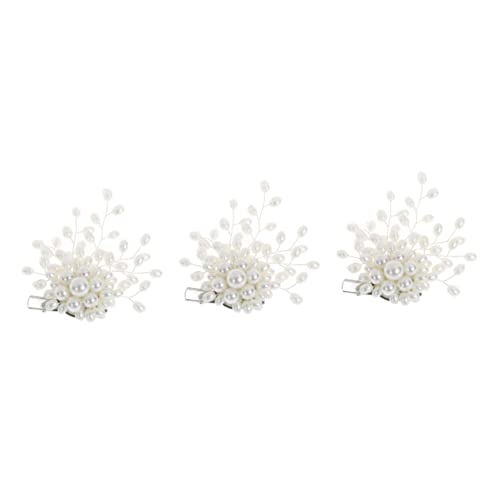 CALLARON 3St Brosche Kopfschmuck aus Perlen Blumensträuße künstlich Perlen Tiara Haarspangen hochzeitsdeko Europäisch und amerikanisch Zubehör Cardigan-Knopf Strauß Braut Haarnadel von CALLARON