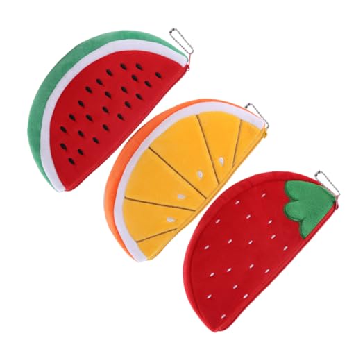 CALLARON 3stücke Cartoon-münzbeutel Tragbare Geldbörse Süßes Münzfach Multifunktionale Federtasche Für Damen Mit Reißverschluss Und Fröhlichen Obstdesigns Wassermelone Erdbeere von CALLARON