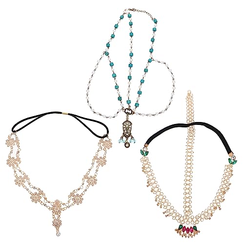 CALLARON 3stücke Haarband Für Frauen Haarkettenband Mit Anhänger Stirnband Für Hochzeit Schmuck Aus Hochwertiger Legierung von CALLARON