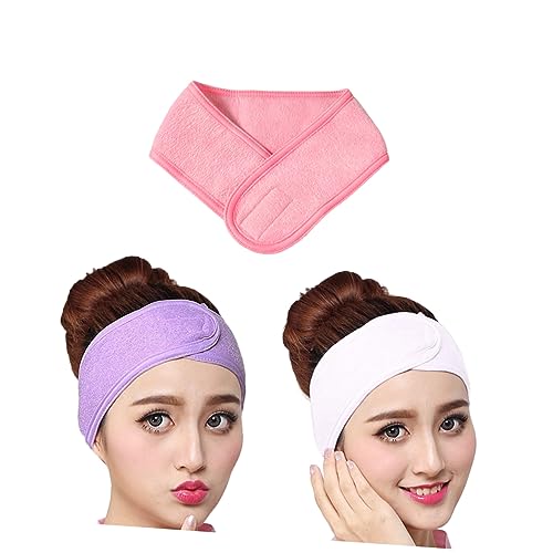 CALLARON 3stücke Gesichtsstirnband Aus Make-up-wickelkopf Stretch-handtuch Farben Weiß Rosa Breit Für Gesichtsbehandlungen Duschen Oder Schminken von CALLARON