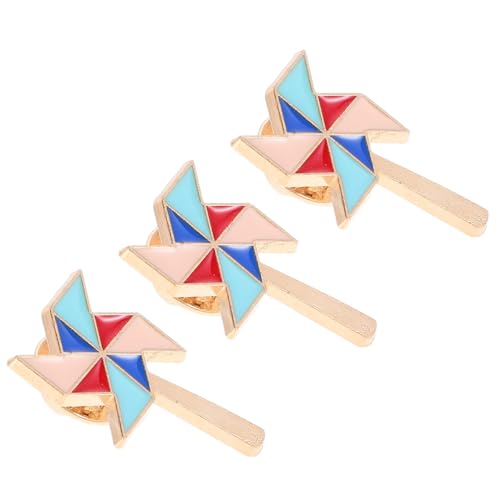 CALLARON 3 Stück Süße Windmühlen Broschen Metall Pinwheel Anstecknadeln für Rucksack Hut Anzug Broschen Accessoires für Damen Bunte Emaille Nadeln für Jedes Outfit von CALLARON