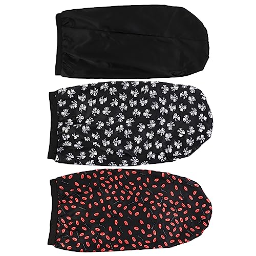 CALLARON 3stücke Satin Schlafhaube Für Damen Mit Verstellbarem Gummiband Bedruckt Hochelastische Mütze Zum Schutz Von Naturhaar Zöpfen Langem Lockigem Haar Und Haarausfall von CALLARON