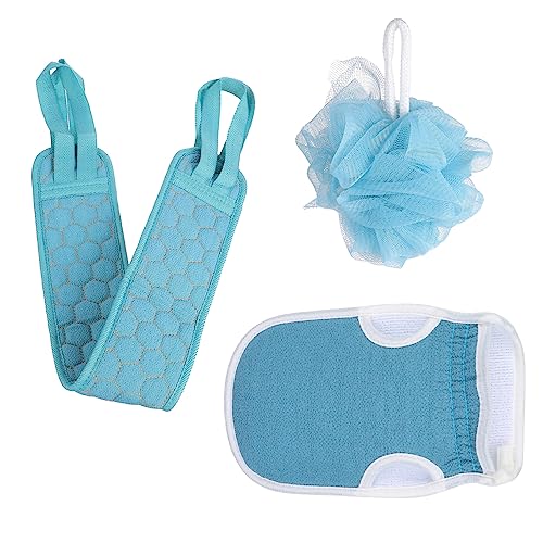 CALLARON 3Stücke Teiliges Duschhandschuh Mit Badetuch Und Peeling Handschuh Effektive Körperreinigung Doppelseitiger Rückenwaschgurt Langlebig Und Komfortabel Für Hautpflege Und Massage von CALLARON