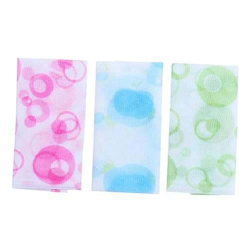 CALLARON 3Stücke Teiliges Peeling Duschtuch Bedrucktes Handtuch Für Sanftes Peeling Und Reinigung Grün Blau Und Rosa Für Tägliche Körperpflege Und Exfoliation von CALLARON
