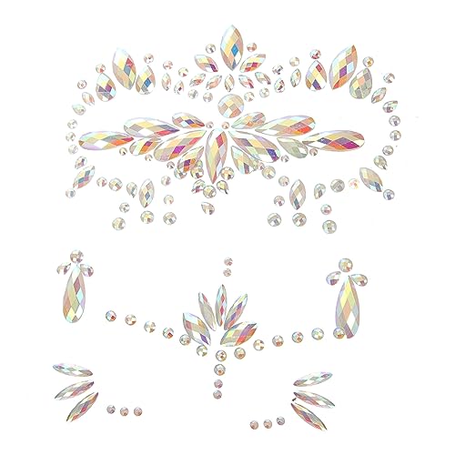 CALLARON 3blätter Leuchtende Gesichtsgems Aufkleber Nachtleuchtende Rhinestone Tattoos Für Kreative Makeup-designs Für Halloween Und Festivals Selbstklebend Langlebig Rückstände von CALLARON