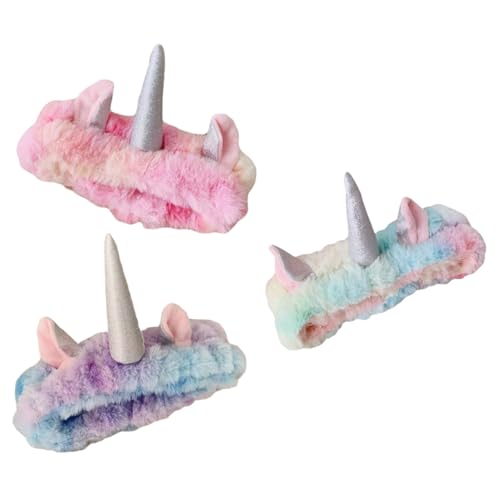 CALLARON 3stücke Elastisches Stirnband Zum Make-up Und Waschen Des Gesichts Kreatives Einhorn Haarband Atmungsaktiv Und Bequem Für Erwachsene von CALLARON