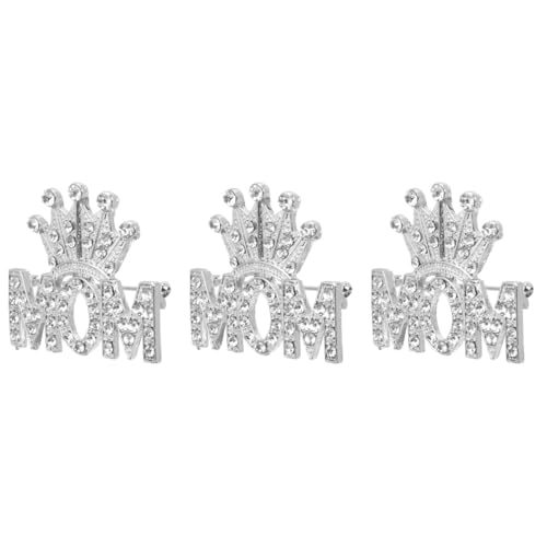 CALLARON 3st Brosche Zum Muttertag Abschlussball Stellnadel Ansteckblume Handtaschen Frauen Muttertagsbecher Muttertags-pins Strassnadel Kronenbrosche Geburtstag Der Legierung Silver von CALLARON