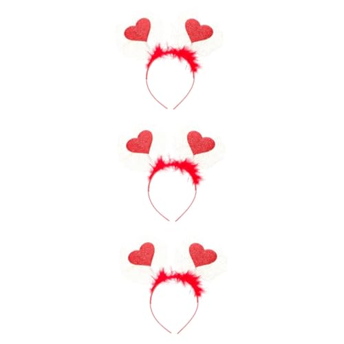 CALLARON 3st Liebes-feder-stirnband Liebe Pailletten-stirnband Herzförmige Haarbänder Valentinstag Haarschmuck Amorkopf Bopper Amor Stirnband Rot Benutzerbild Hochzeit Plastik Fräulein von CALLARON