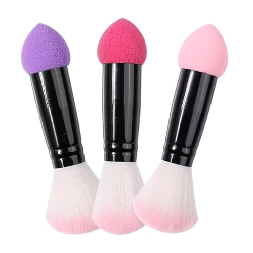 CALLARON 3stücke Doppelseitiger Make-up-pinsel Puderpinseln Für Grundierung Praktisch Für Damen Und Reisen von CALLARON