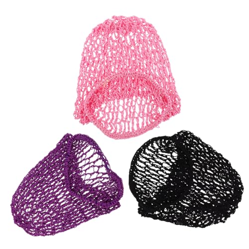 CALLARON 3stücke Haarnetze Für Damen Elastische Netze Zum Schlafen Und Tanzen Handgehäkelte Mütze Für Frauen Atmungsaktive Haarnetze Praktische Haarwickel Für Hochsteckfrisuren von CALLARON