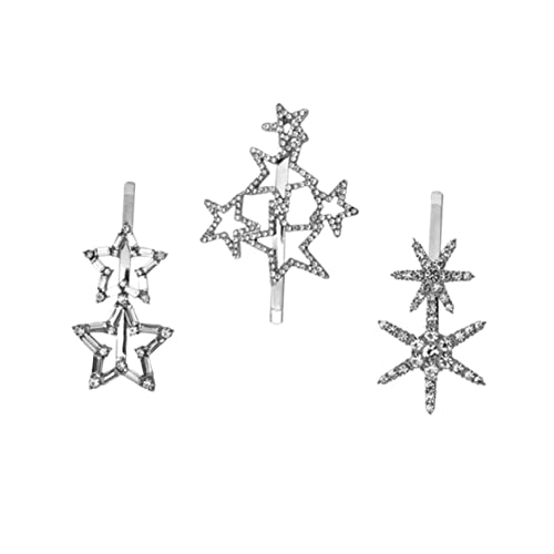 CALLARON 3stücke Haarspangen Für Frauen Aus Legierung Mit Strass-design Fünfzackigen Haar Clips Als Haarschmuck Für Alltag Und Reisen von CALLARON