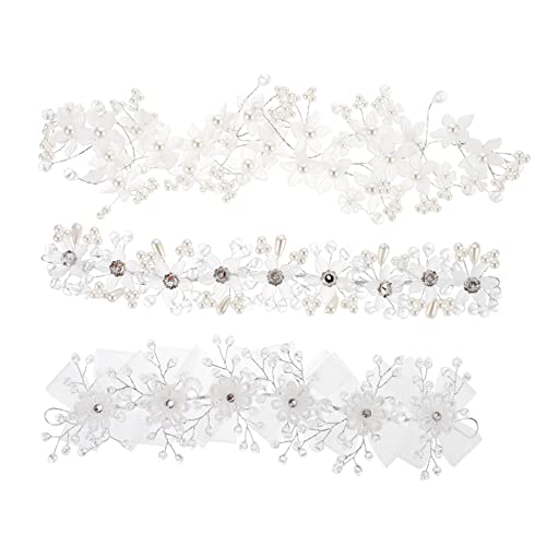 CALLARON 3stücke Hochzeit Haarband Mit Blumen Stirnband Perlen Mädchen Kopfschmuck Für Party Und Fest von CALLARON