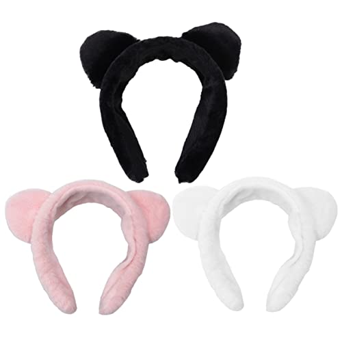 CALLARON 3stücke Katzenohren Haarband Aus Plüsch Wasch Stirnband Für Gesicht Spa Und Make-up Mit Katzenohren Design Für Damen Und Mädchen von CALLARON