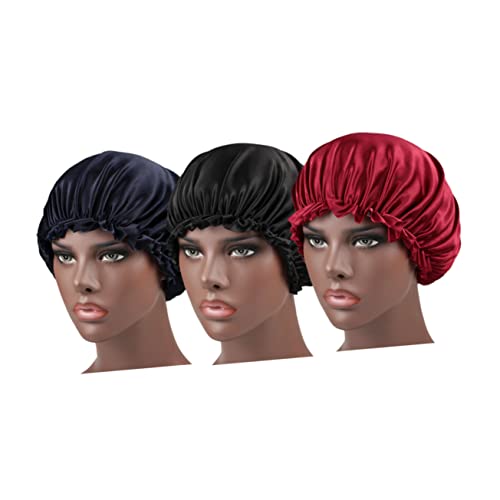 CALLARON 3stücke Schlafmütze Aus Spitze Für Frauen Haarschutz Für Chemotherapie Praktisch Zum Schlafen Rot Schwarz Marineblau Langlebiges Material Verknoten Verhindern von CALLARON