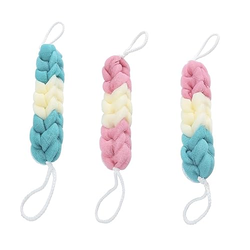 CALLARON 3stücke Lange Badestreifen Badeschwamm-handtuch Körperpeeling Badewaschtuch Bade-duschwerkzeug Flexible Pe-materialien Lanyard-design Für Einfachen Griff Und Aufhängen von CALLARON