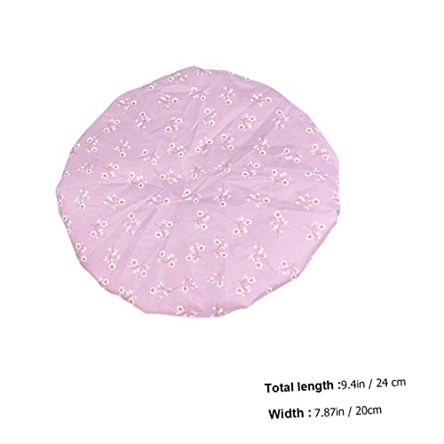 CALLARON 3stücke Teiliges Wasserdichte Duschhaube Mit Doppel-schicht Elastisch Und Wiederverwendbar Blumenmuster Für Damen Mädchen Rosa Aprikose von CALLARON