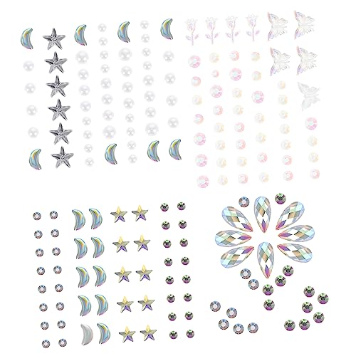 CALLARON 4 Blätter Glitzersteine für Gesicht Körper Bögen Selbstklebende Aufkleber Dekorative Gesicht Juwelen für Partys Festivals Hochzeiten für Diy Make Up Nail Art von CALLARON