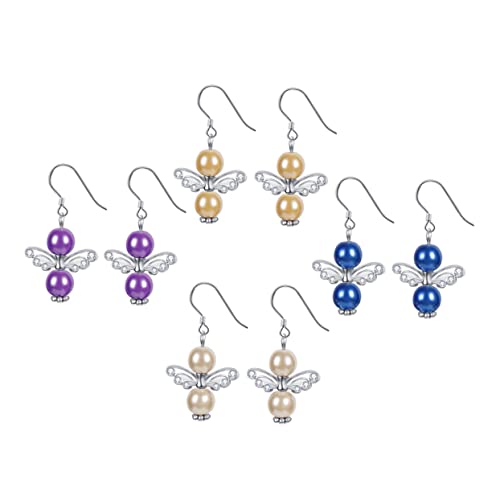 CALLARON 4 Paare Flügel Ohrhänger Dangle Ohrringe Blau Beige Eleganter Party Schmuck für Hochzeit Geburtstag und Festliche Anlässe von CALLARON