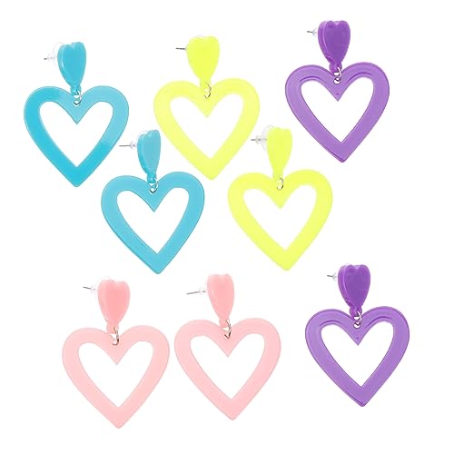 CALLARON 4 Paare Herz Ohrringe Harz Statement Ohrringe für Teenager Mädchen Gelb Blau und für Strand Urlaub und Dates von CALLARON