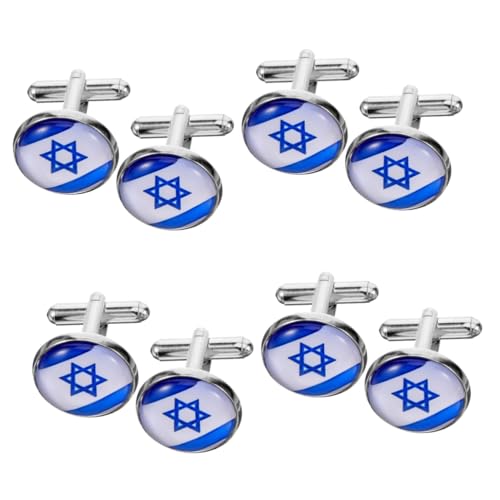 CALLARON 4 Paare Israelische Manschettenknöpfe Armbänder Flaggen Manschettenknöpfe An Den Ärmeln Knöpfe Für Männliche Hemden Anzug Nieten Hemdärmelknopf Kleidung Hemdnieten Zinklegierung von CALLARON