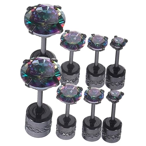 CALLARON 4 Paare Ohrstecker Hypoallergene Ohrringe Titanstahl Schwarz mit Bunten Zirkonia Eleganter Ohrschmuck für Damen und Stilvolle von CALLARON