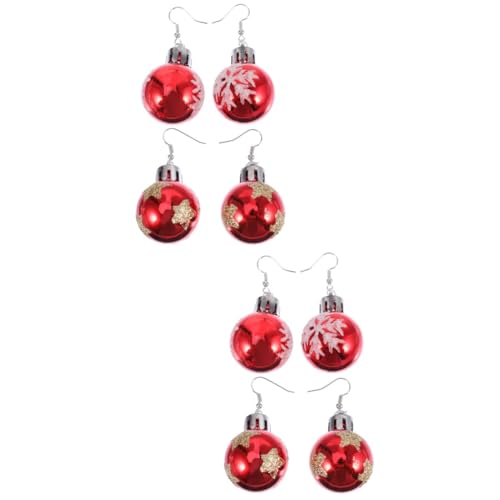 CALLARON 4 Paare Weihnachtskugel-ohrringe Kugel-charm-ohrringe Feiertagskugelohrringe Urlaub Anhänger Ohrring Weihnachtsohrschmuck Tropfenohrringe Schmücken Frau Kugelförmig Kunststoff von CALLARON