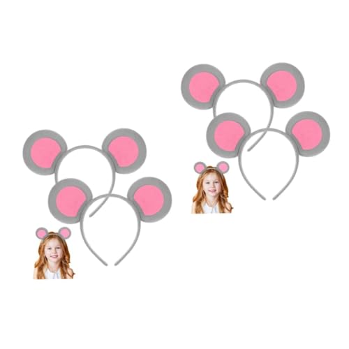 CALLARON 4 Stck Niedliches Mäuseohren Haarband aus Leichtem Bequemes Stirnband mit Tierohren für Mädchen und Frauen für Kostüm Karneval Party und Cosplay Events von CALLARON