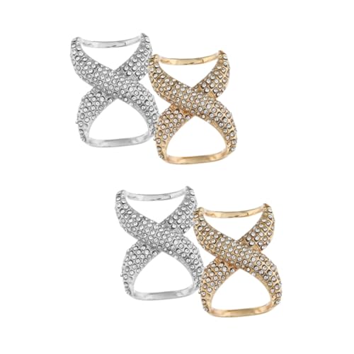 CALLARON 4 Stck. Schalringe mit Strass Schalclips und Tuchverschlüsse Gold Silber Glatte Oberfläche Kratzfest für Damen Schals und Oversize Shirts von CALLARON