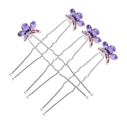CALLARON 4 Stck. Strass-Haarnadel haarnadel haar Hochzeitshaarnadeln für Bräute Haarnadeln für Frauen Party Haarnadeln Hochzeit Braut Haarnadel Schmetterling Haarnadel Strasssteine Violett von CALLARON