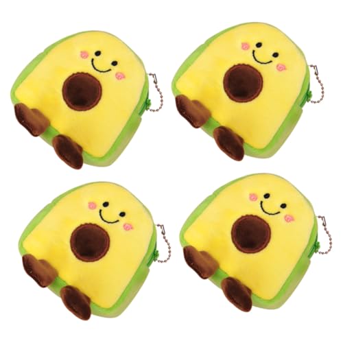 CALLARON 4 Stück Avocado Plüsch Münzbörse Kleine Weiche Geldbörse für Mädchen Weiches Material Portmonee Kleingeldbörse Münzbeutel Reise Shopping Alltag von CALLARON
